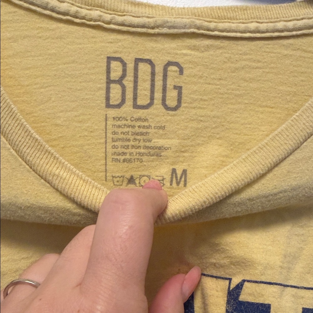 BDG Yellow Tee with Blue Graphic - Picture 3 of 3